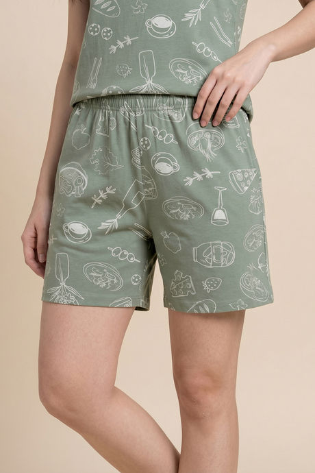 Zivame Knit Cotton Short Set - Iceberg Green — image 4